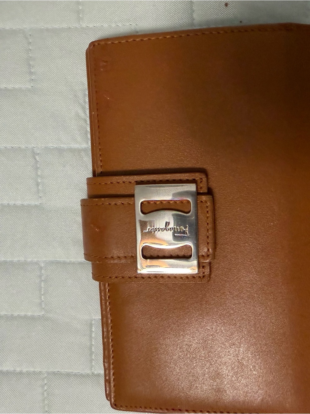 Salvatore Ferragamo Tan Leather Wallet with Signature Gancini Clasp
